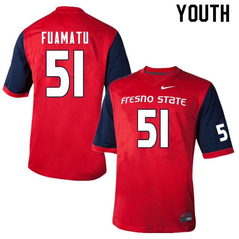 Youth #51 Jace Fuamatu Fresno State Bulldogs College Football Jerseys Sale-Red